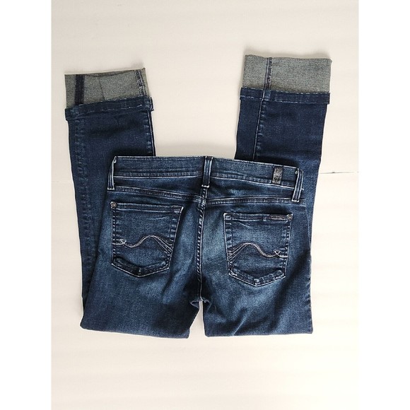 7 for all mankind Jeans dark was cuffed bottom straight leg size 28 - Picture 7 of 9
